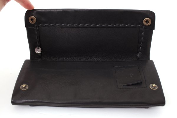 画像6: 牛ソフトレザー ステッチ ソフト長財布(BK)
