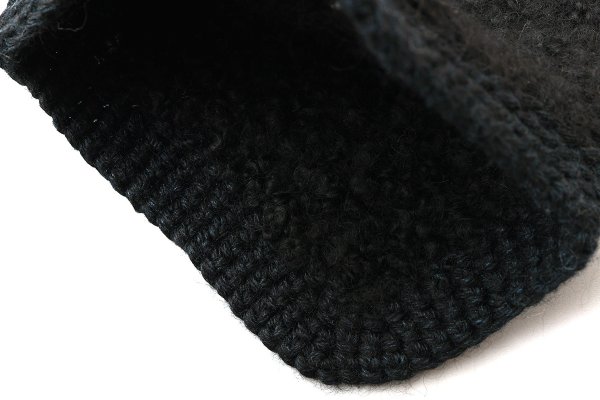画像4: 別注!! モヘアループ 耳当て付きニットクロッシェ (BK:花型ボタン)