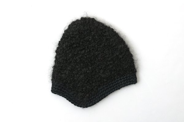 画像2: 別注!! モヘアループ 耳当て付きニットクロッシェ (BK:花型ボタン)