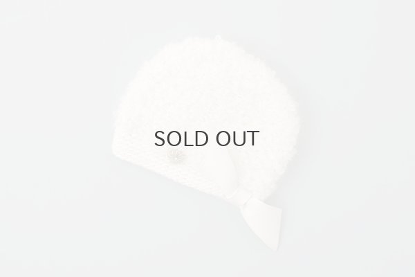 画像1: 別注!! モヘアループ ニットクロッシェ フェルトリボン付き (WH)