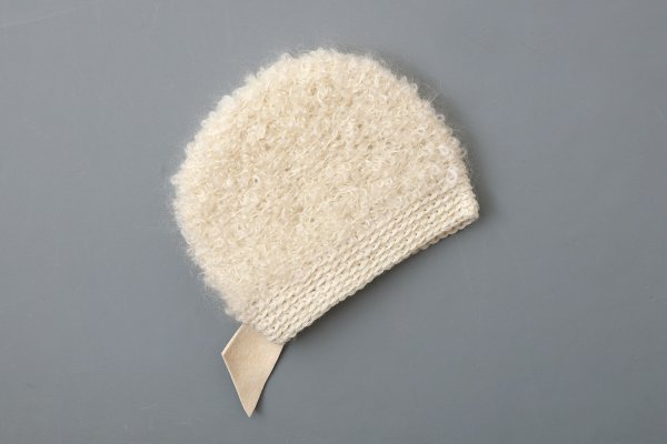 画像2: 別注!! モヘアループ ニットクロッシェ フェルトリボン付き (WH)