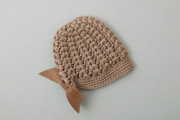 画像2: 別注!! ボーボリー ニットクロッシェ フェルトリボン付き  (BR) 