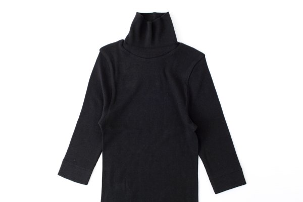 画像4: 40/- 丸胴テレコ 五分袖タートルプルオーバー（6208:BK）