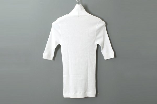画像3: 40/- 丸胴テレコ 五分袖タートルプルオーバー（6208:WH）