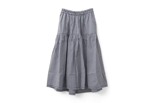 画像1: SALE20%OFF‼︎ ハイカウントギンガム&ストライプ スカート (241-4506:WH×IBLG)