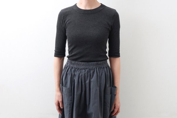 画像7: 40/- 丸胴テレコ 五分袖プルオーバー (251-6301:BK)