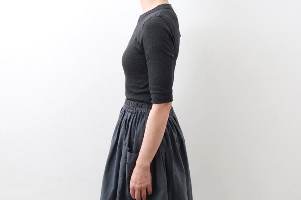 画像9: 40/- 丸胴テレコ 五分袖プルオーバー (251-6301:BK)