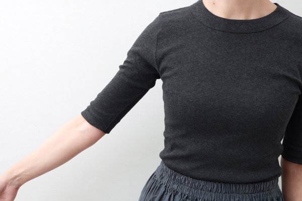 画像12: 40/- 丸胴テレコ 五分袖プルオーバー (251-6301:BK)