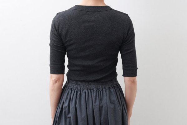 画像10: 40/- 丸胴テレコ 五分袖プルオーバー (251-6301:BK)