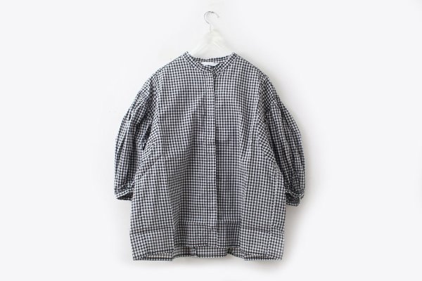 画像1: 80/1 ギンガム パフスリーブBL (261-5750:WHBK)