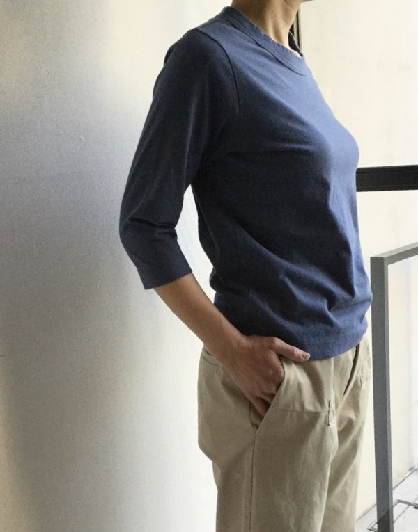 画像10: 30/-天竺 七分袖Tシャツ(6450:BK)