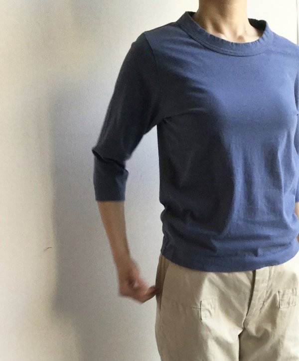画像9: 30/-天竺 七分袖Tシャツ(6450:BK)