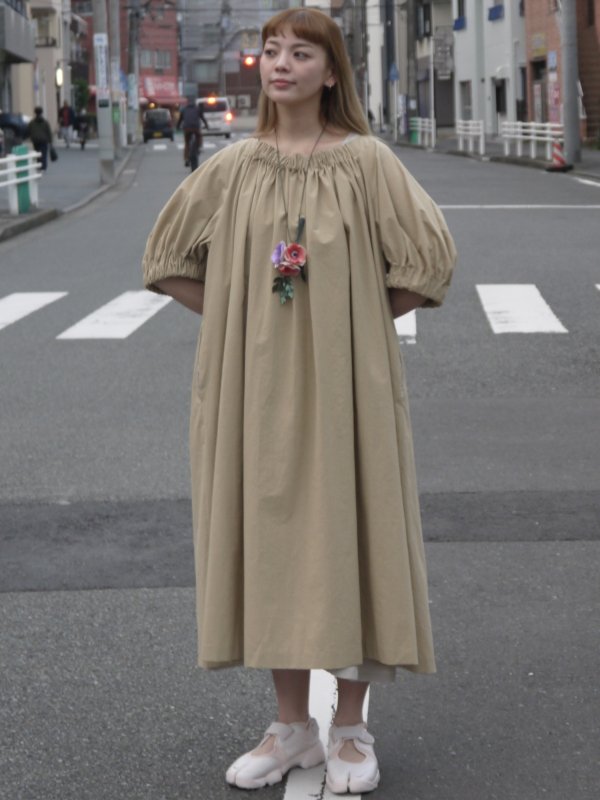 画像1: gathered smock dress (BG)