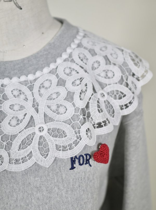 画像5: FOR LOVE lace collar sweatshirt  (MGY)