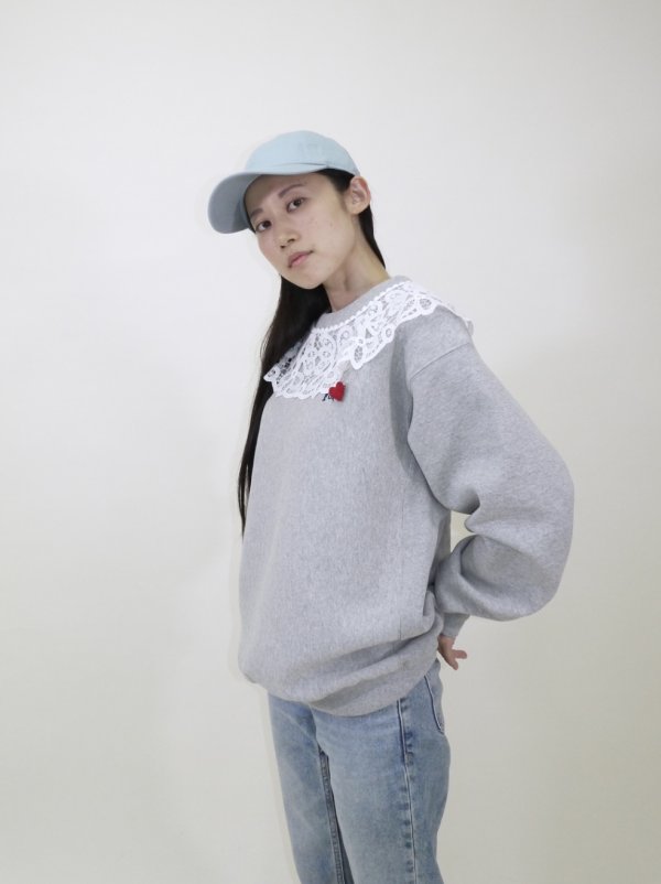 画像9: FOR LOVE lace collar sweatshirt  (MGY)