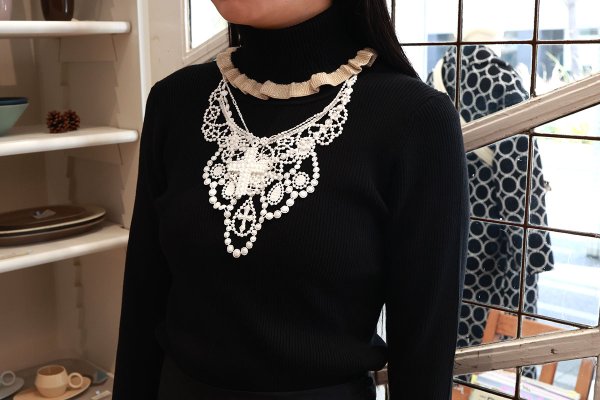 画像16: 別注!! lace necklace (BK)