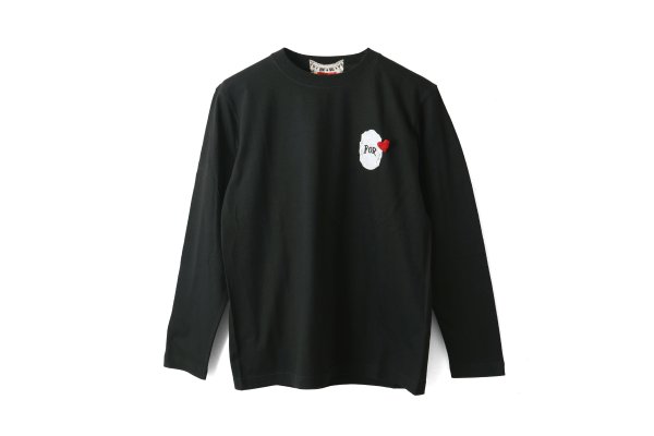 画像1: long sleeve T-shirt w/Heart brooch (BK)