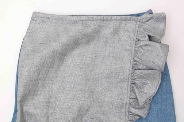 画像3: SALE30%OFF!! mirror cloth & denim combination skirt