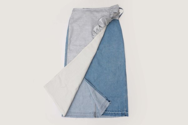 画像7: SALE30%OFF!! mirror cloth & denim combination skirt