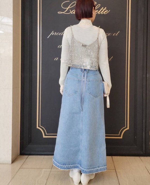 画像12: SALE30%OFF!! mirror cloth & denim combination skirt