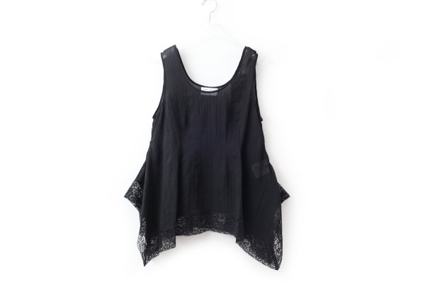 画像1: wrinkle silk top (BK)