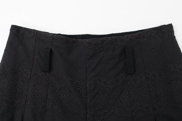 画像4: cotton scalloped embroidery pants (BK)
