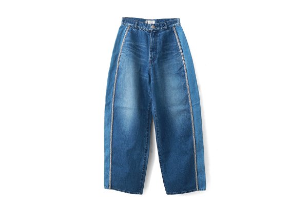 画像1: 12oz denim pants with bijou (05421:BL×SV)