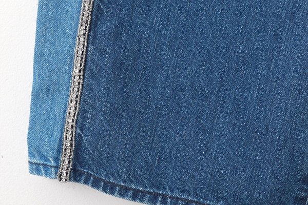 画像10: 12oz denim pants with bijou (05421:BL×SV)