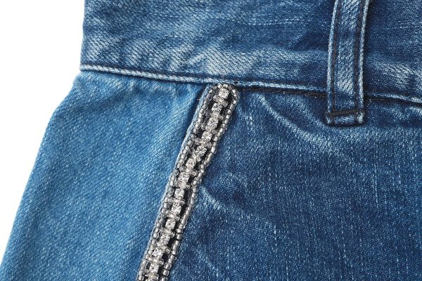 画像8: 12oz denim pants with bijou (05421:BL×SV)