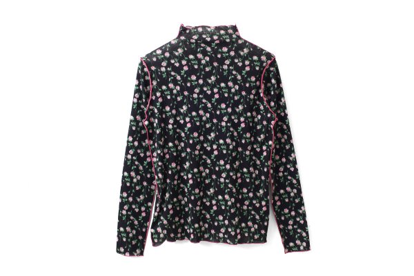 画像1: sweet rose tulle top (BK)