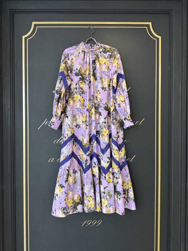 画像1: 別注!! print gather dress (PP)