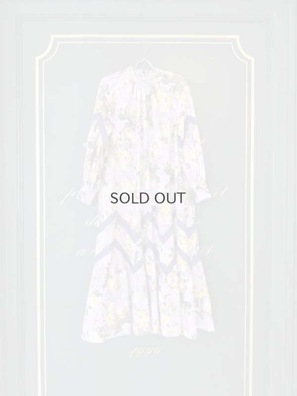 画像1: 別注!! print gather dress (PP)