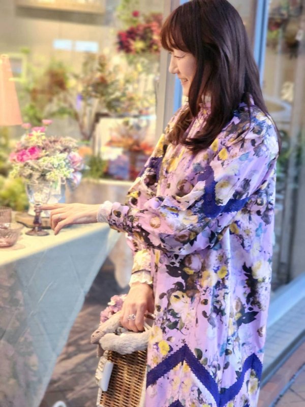 画像3: 別注!! print gather dress (YW)