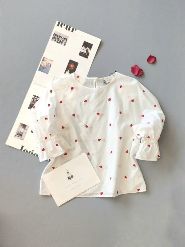 画像21: 別注!! ハートモチーフ刺繍トップ (WH×RD)