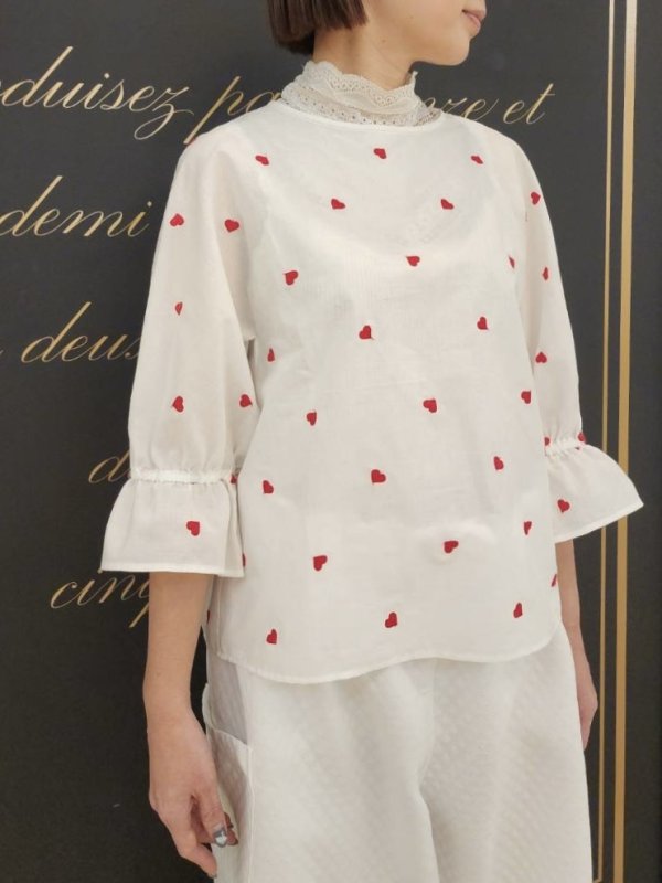 画像31: 別注!! ハートモチーフ刺繍トップ (WH×RD)