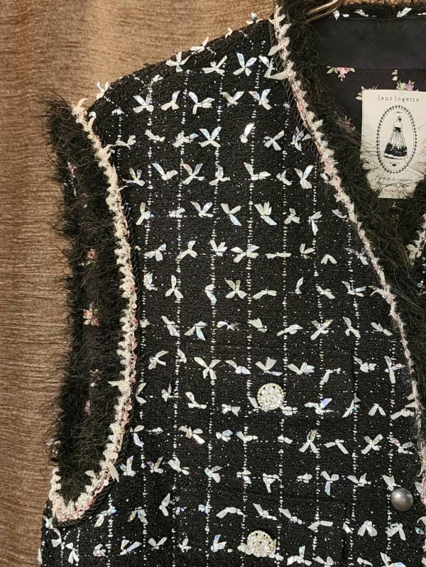 画像2: thread tweed vest (BK)