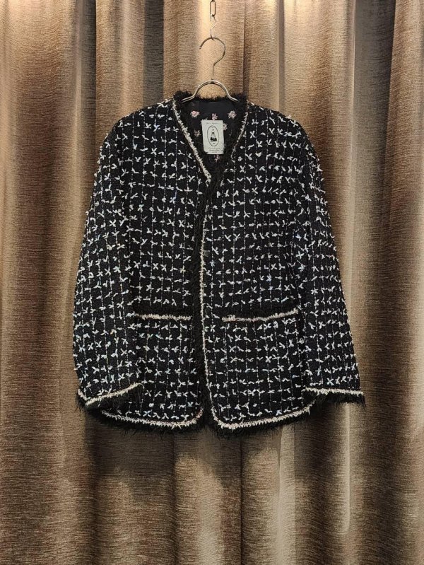 画像1: thread tweed jacket (BK)
