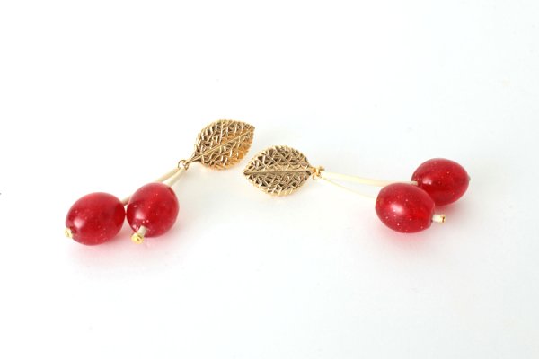 画像4: SALE50%OFF!! France dead stock チェリーイヤリング（RD3）