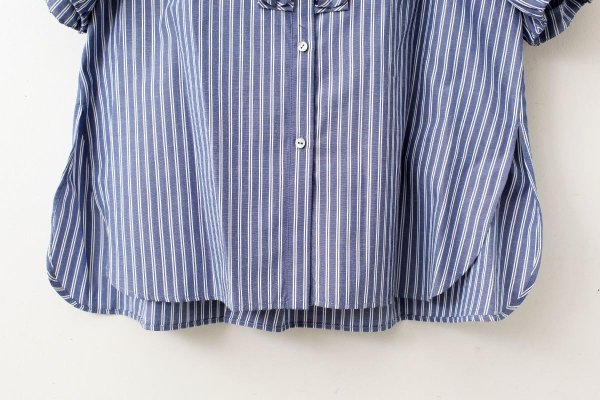 画像6: modern tuck frill volume sleeve blouse (NV×WH)