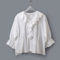 sheer check raffle collar blouse (OWH)