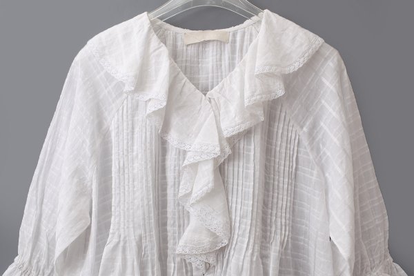 画像4: sheer check raffle collar blouse (OWH)