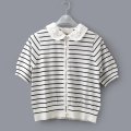 cotton nylon lace color knit cardigan (WH×BK)