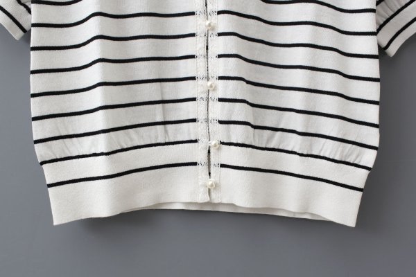 画像6: cotton nylon lace color knit cardigan (WH×BK)
