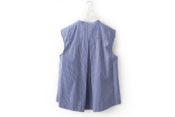 画像2: SALE‼︎ modern tuck frill flare blouse (NV×WH)