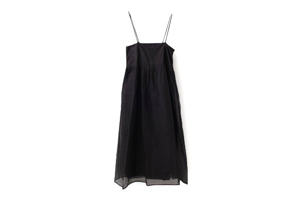 画像1: sheer starched cotton 2way cami skirt (BK)