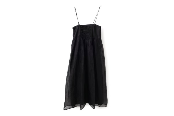 画像2: sheer starched cotton 2way cami skirt (BK)