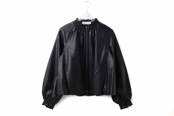 画像1: soft eco-leather blouson (BK)