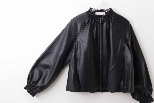 画像3: soft eco-leather blouson (BK)