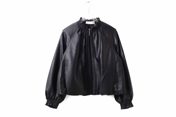 画像2: soft eco-leather blouson (BK)