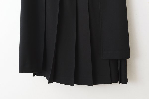 画像9: ウールギャバ後染めラッププリーツスカート (NV)